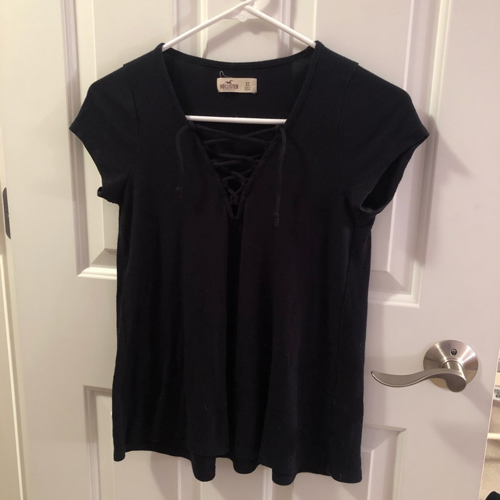 Hollister lace up black T-shirt